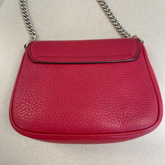 Gucci Red Pebbled Calfskin Leather Soho Flap Chain Small Shoulder Bag - Preowned - Picture 3 of 14